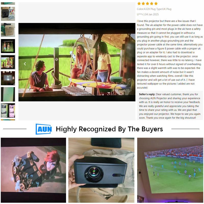 Aun A32 Pro Android 13 Projektor Bærbar Kino Hjemmekino Mini LED-projektor 3D WiFi For Telefon Datamaskin 4K Video 1080p Film