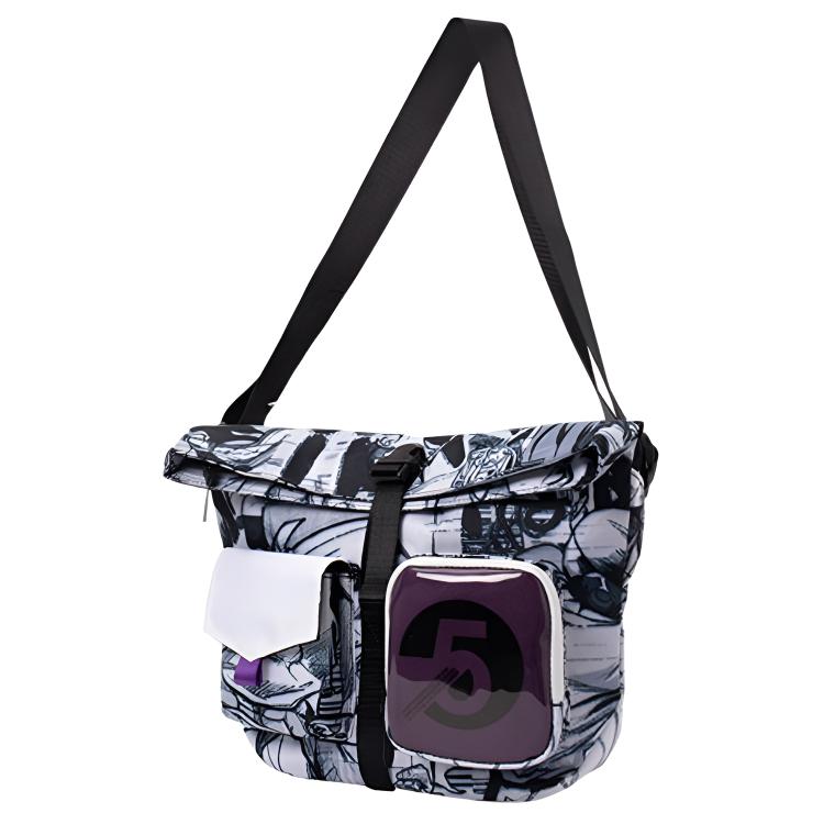 New LiNing Polyester Sling Bag, Crossbody Bag Regular Unisex Black White Pattern ABDR118-2000