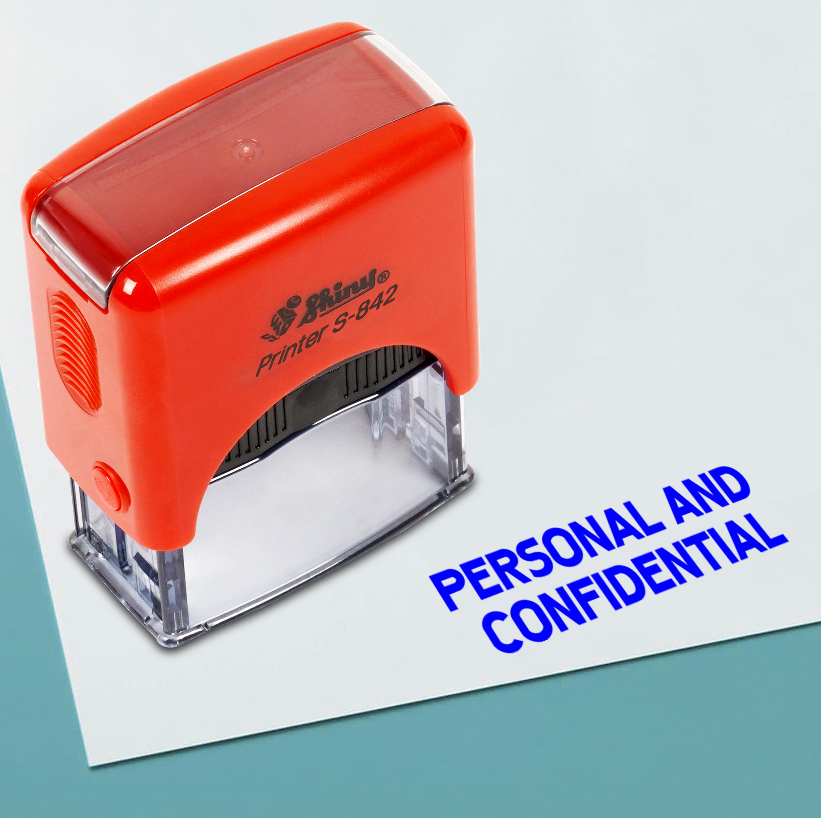 

Printtoo Personal And Confidential Self Inking Rubber Stamp Pre,Inked Office Stamp, Home Office Business Stationery, 38 x 14 mm, Blue-38 x 14 mm синій