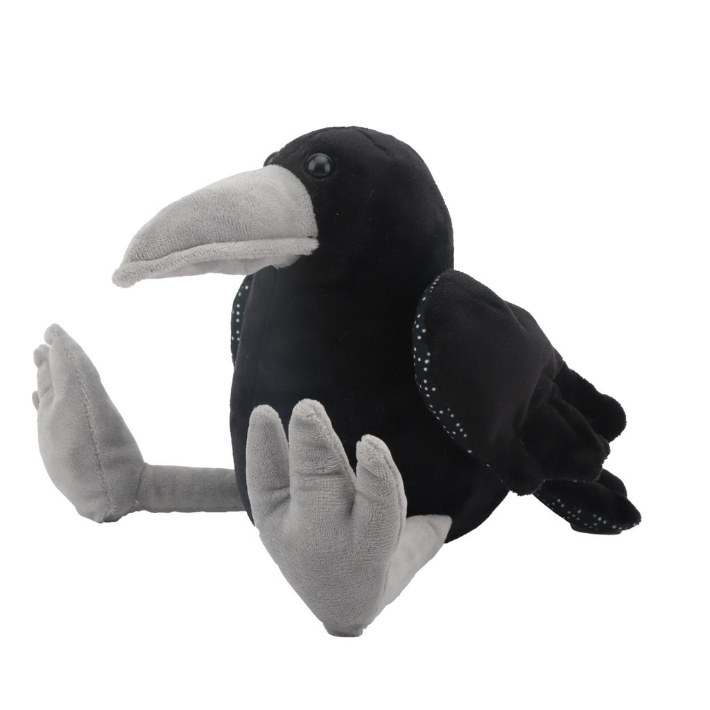 Corvo Nero Peluche 25cm Uccellino Morbido Corvo Nero Giocattolo di Peluche Corvo Realistico Morbido Regalo di Natale per Bambini Amanti degli Uccelli Decorazione per la Casa