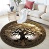 Golden Tree Round Area Rug,Carpet Rug for Living Room Bedroom Sofa Playroom Decor,Non-slip Floor Mat