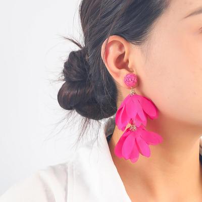 Handmade Colorful Geometric Tassel Petal Earrings: Trendy Floral Design for a European & American Style