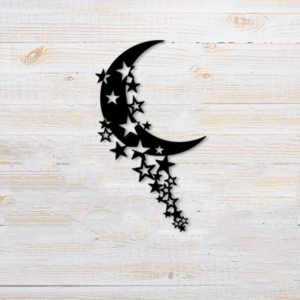 Moon Star Metal Wall Art Sculpture Sky Theme Decor for Bedroom Living Room Romantic Astronomy Gift