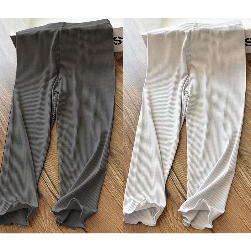 Girls' Mosquito Proof Pants with Fungus Edge Elastic Ice Silk Breathable Slim Fit Leggings for Children and Babies, Thin Pants for Summer