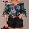 JPNTKY Women's Fashion Casual 3/4 Sleeves Blouses & Shirts