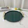 Abay Acrylic Round Serving Tray with Gold Rim