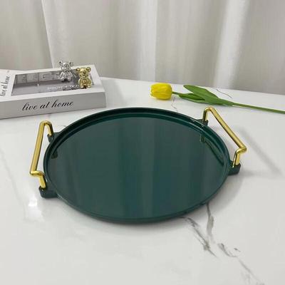 Abay Acrylic Round Serving Tray with Gold Rim