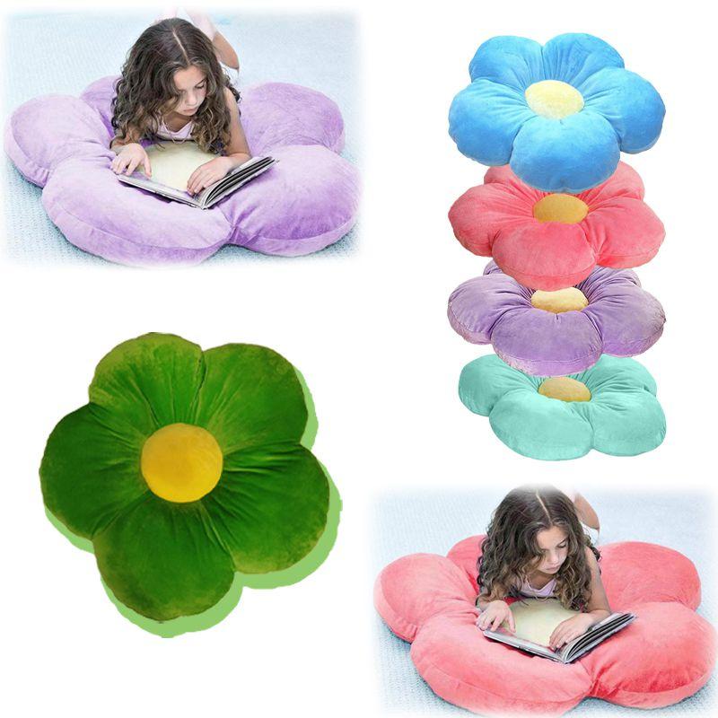 Cute Flower Cushion Home Decor Plush Toy With Colorful 6 Petal Cartoon Design