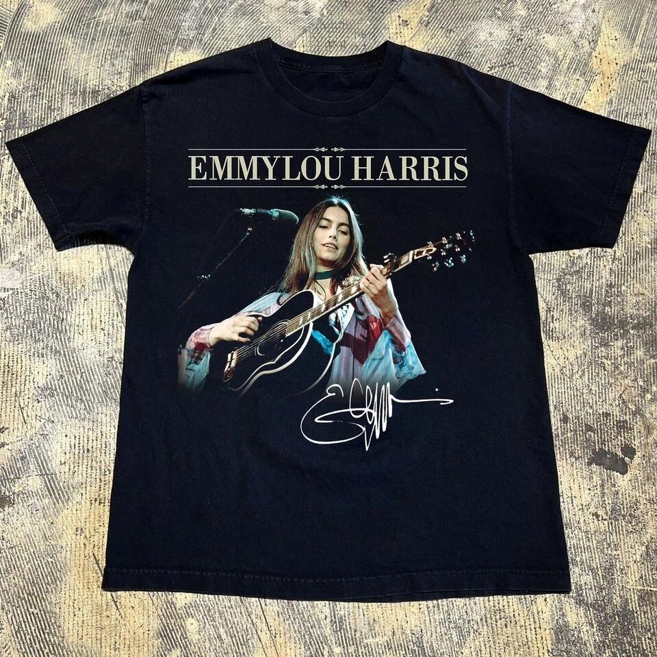 Emmylou Harris Music Tour Signature Black Tee Unisex T-shirt All Size UU283 4XL