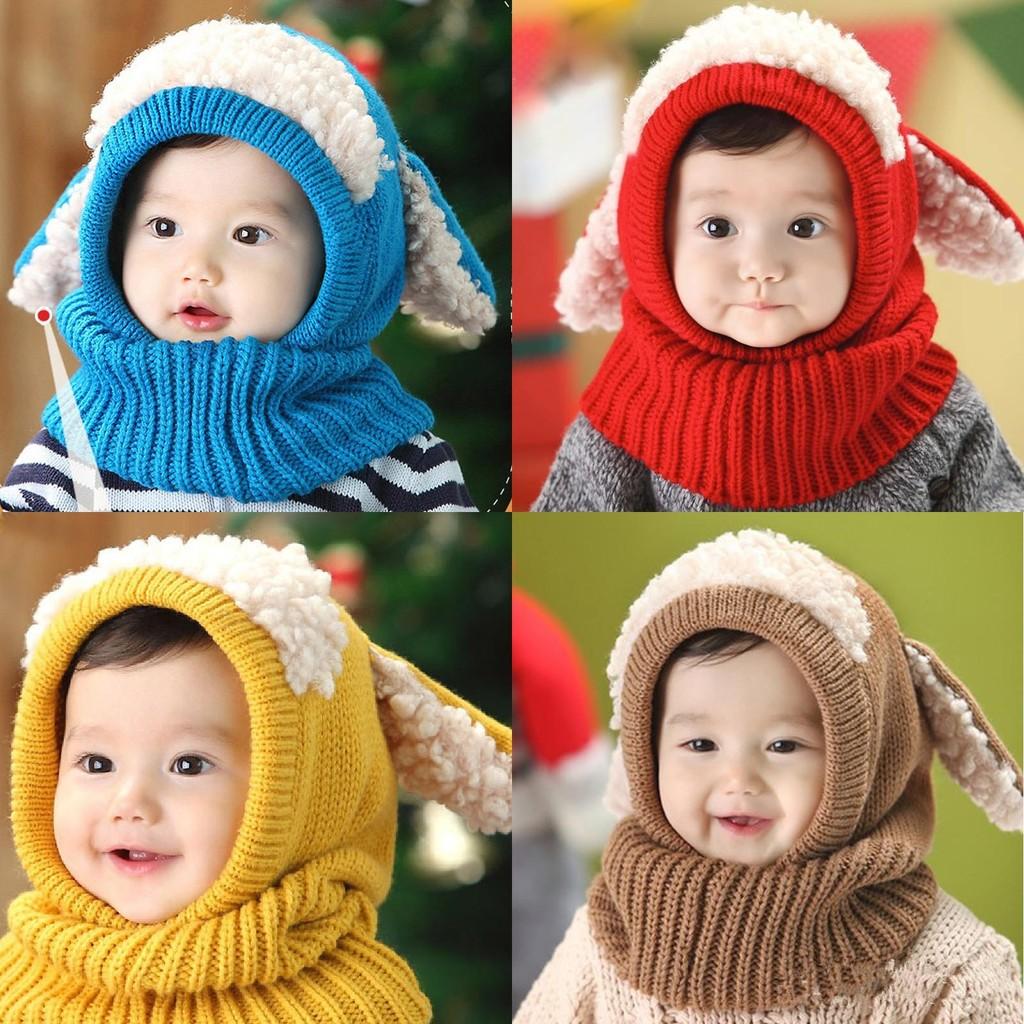 Toddler Knit Cap With Cute Dog Pattern For Kids Winter Warmth And Wind Resistance