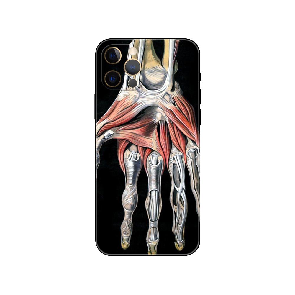 Human Skeleton Print Phone Case for Iphone 14 5s 2020se 6 6s 7 8 Plus X 10 XR XS 11 12 13 Mini Pro MAX Black Tpu Back Cover