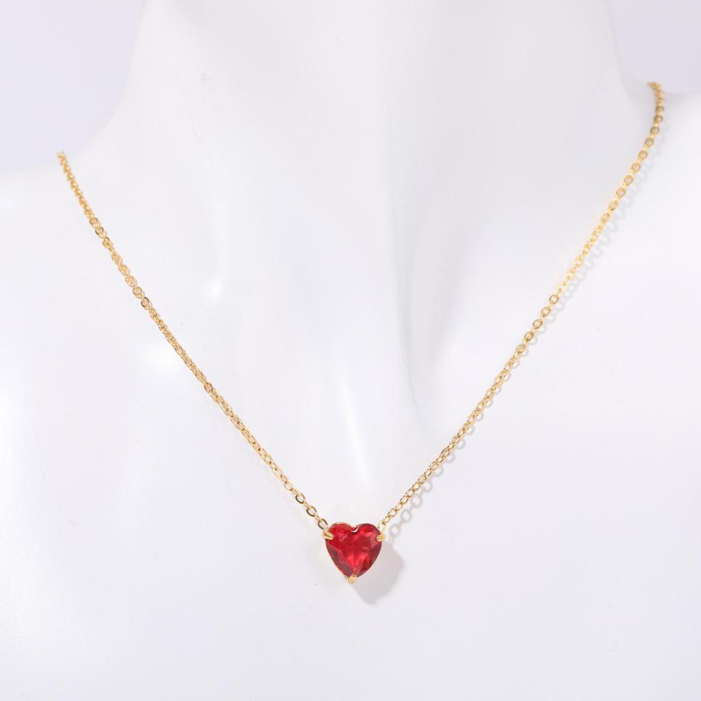 Stainless Steel Zodiac Birthstone Heart Pendant Necklace