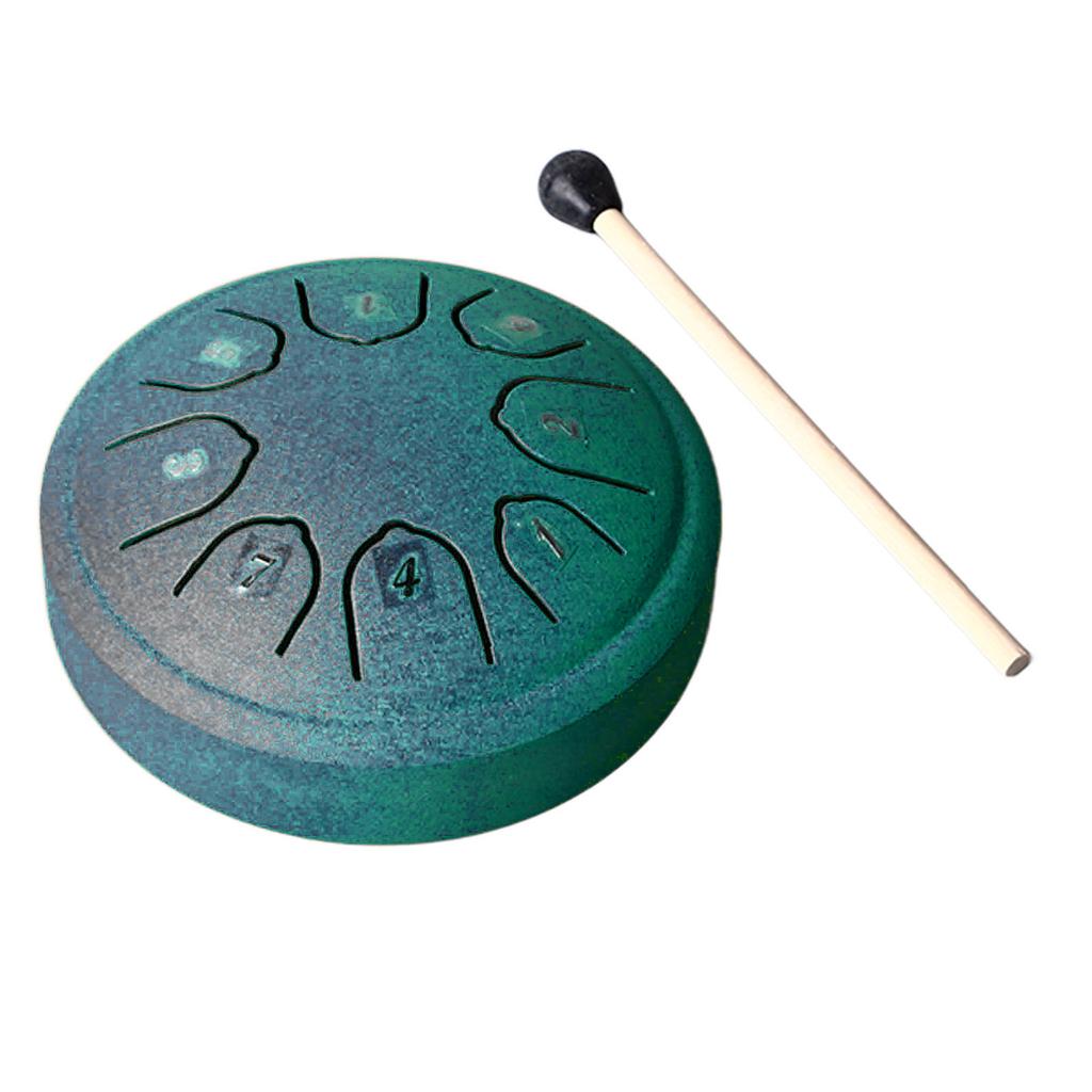 Tongue Drum 4.5 Inch 8 Tone C Key Carbon Steel Mini Tongue Drum for Adult Children Beginner Green