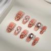 Zhuoshimei Leopard Print French Sparkly Nail Patches - Handmade Autumn/Winter Carved Luxury Whitening Manicure.