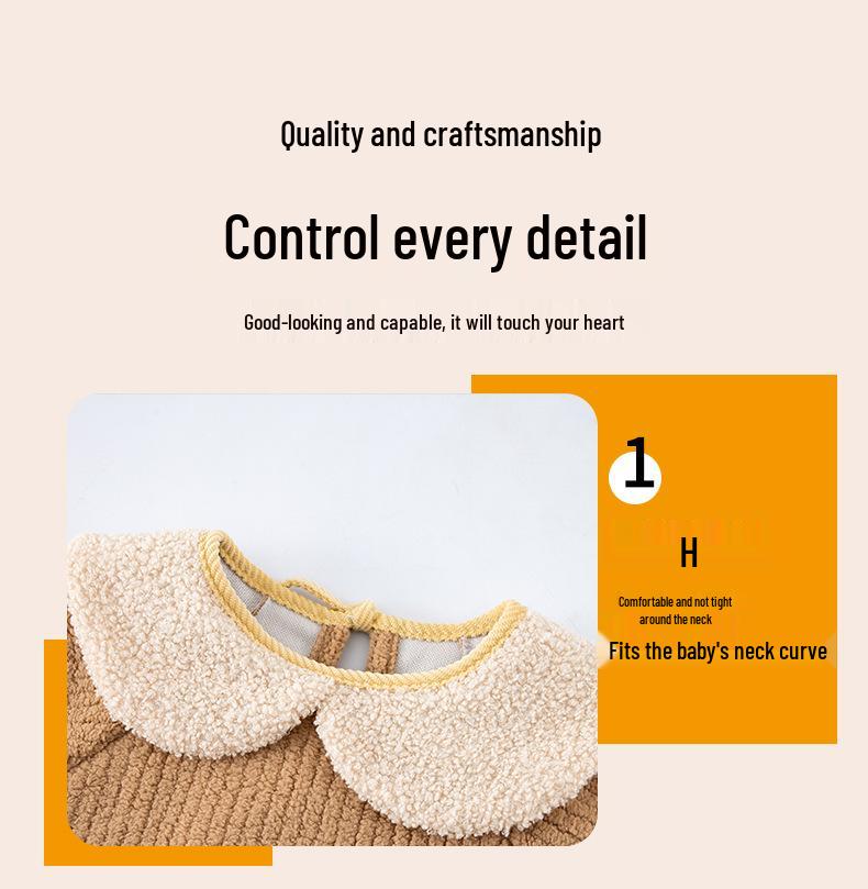 Autumn/Winter Unisex Baby Coverall - Thick Coral Fleece, Waterproof, Stain-Resistant, Soft and High-Quality Design