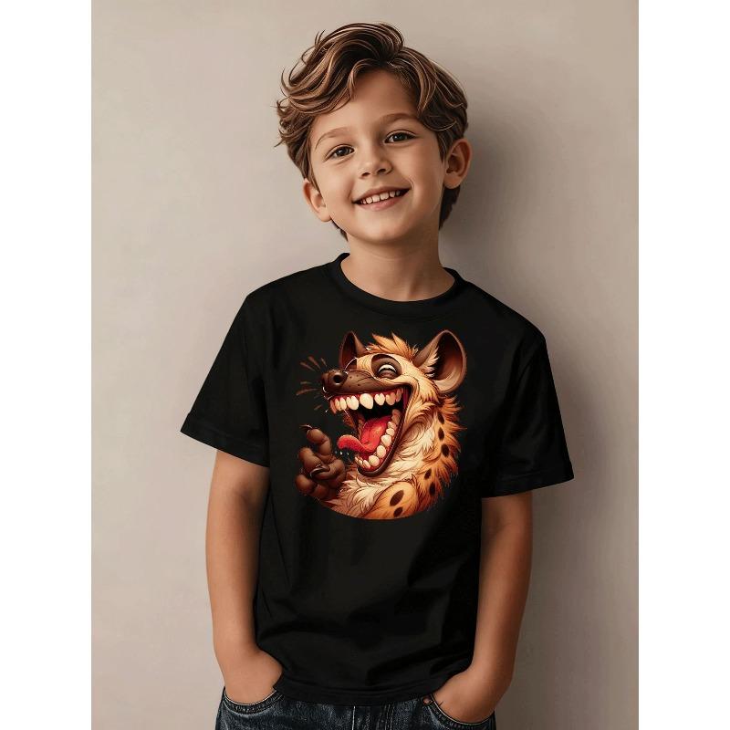 Boys T Shirt Kids Casual Trendy Hyena Cartoon Graphic Tee