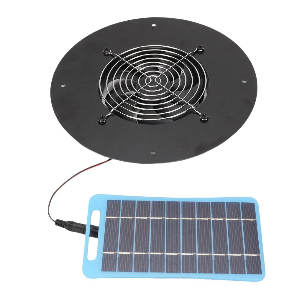 Solarbetriebener Abluftventilator Rund 5W Tragbarer Solarpanel-betriebener Ventilator Leise für Hühnerställe Gewächshäuser Schuppen Tierhäuser Blau