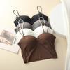 Ice Silk Seamless Gathering Without Steel Ring Thin Suspender Underwear Women's Fixed One-piece Cup Non-slip Comfortable Back Tube Top Women