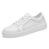 Men's Breathable White Leather Mesh Shoes - Korean Style Casual Flats, Sizes 37-46