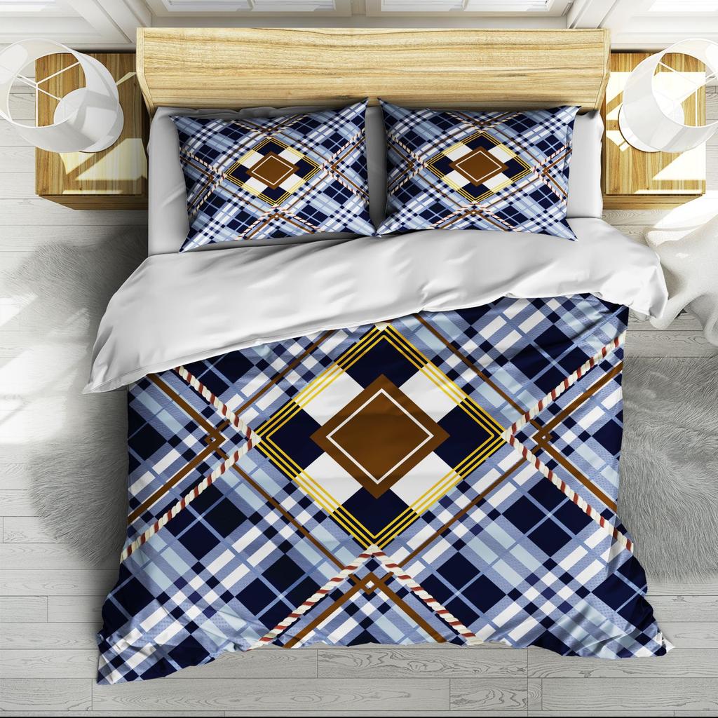 Digital Printing Three-Piece Set Retro Pattern Quilt Cover Sheets Can Be Determined