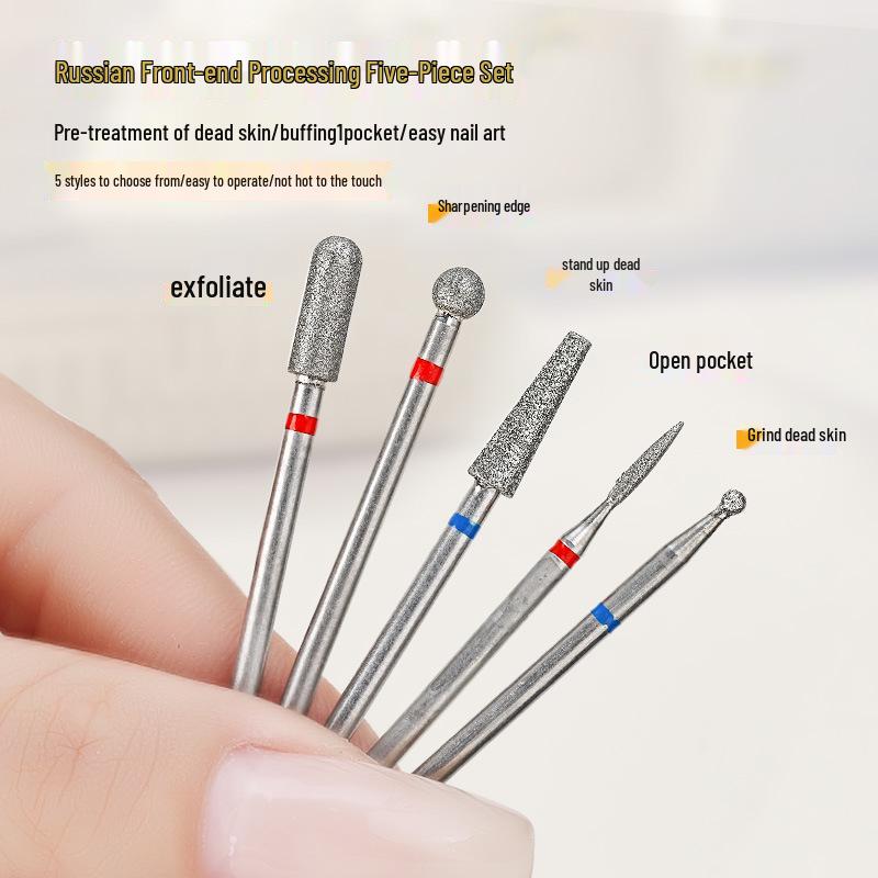 Russian Style Nail Drill Bits Pre-treatment Set with Cuticle Remover