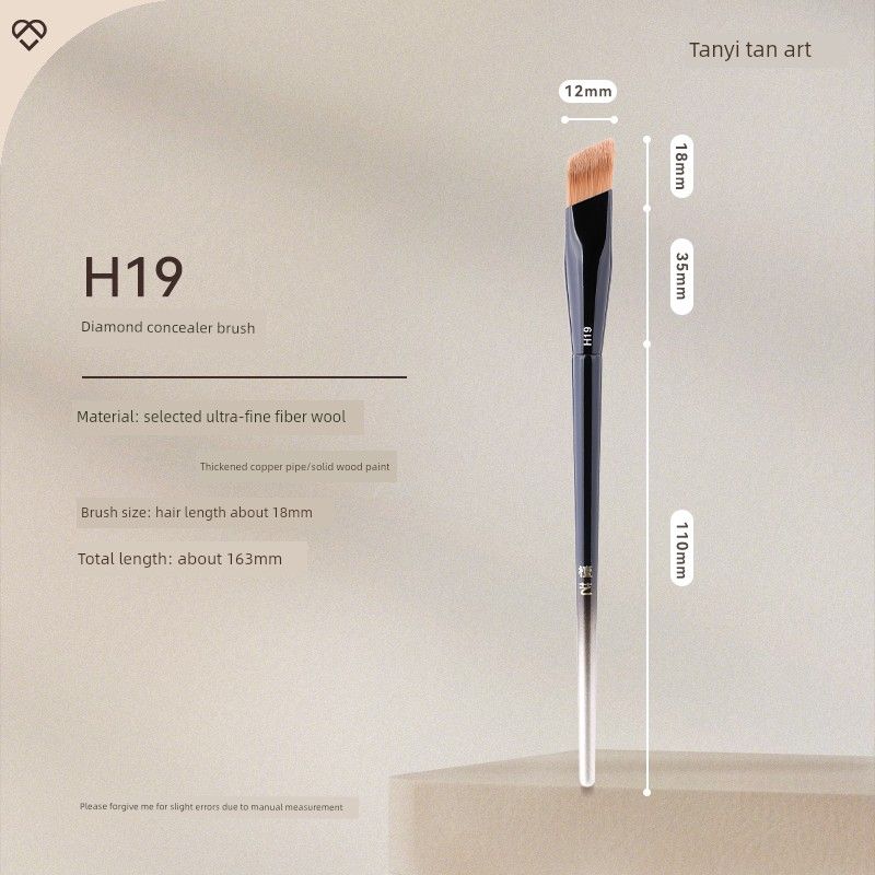 

Tan Art H19 Diamond-Shaped Concealer Brush with Angled Eraser for Fine Lines, Brightening and Highlighting, Non-Absorbent Makeup Brush Fiber Wool H19 Diamond Concealer Brush