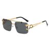 Rectangle Sunglasses for Men Women Rimless Square Shade Eyewear Frameless Vintage Square Glasses