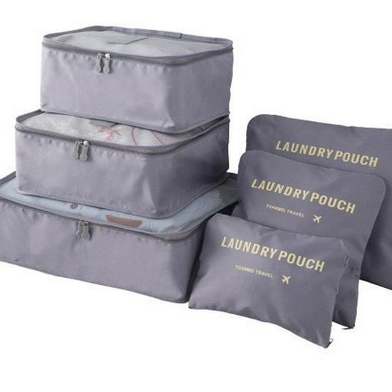 6-Piece Oxford Travel Set: Large Capacity Bag, Underwear & Bra Organizer, Shoe Bag