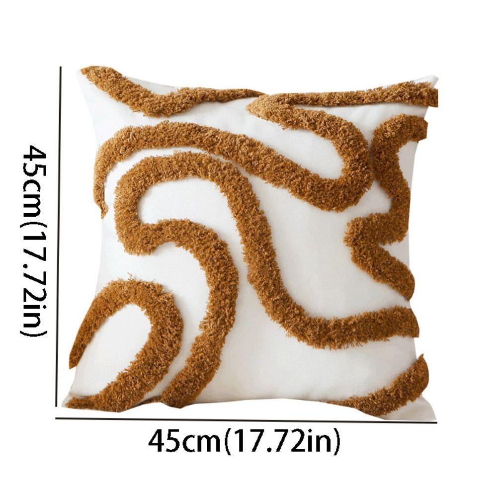 Plush Material Throw Pillow Cover Brown Retro Sofa Cushion Cover Linen Pillow Cover  Home Decor