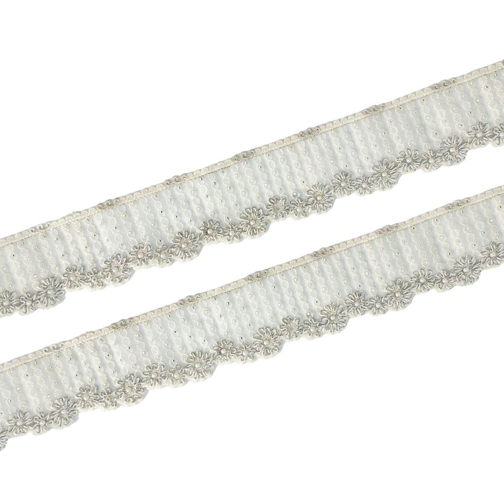 6.5Cm Exquisite Organza Beads Flower Barcode Clothing Dress Window Decoration Belt Decorative Lace Accessories