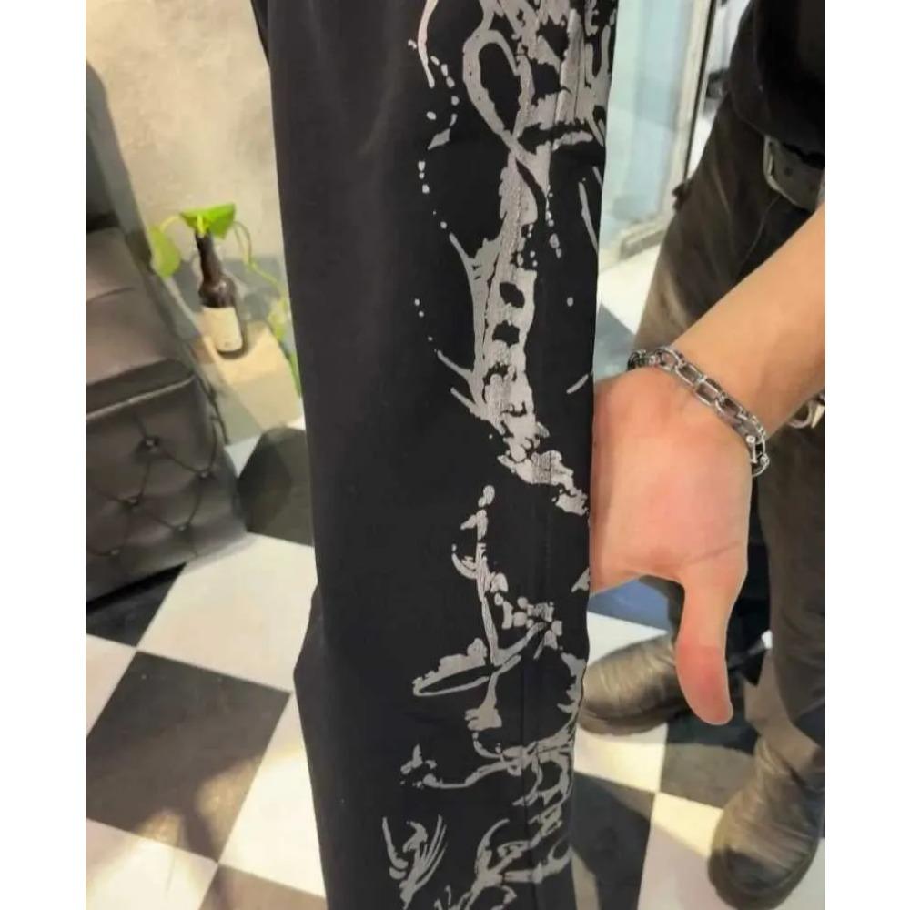 Hip-Hop Trendige Streetwear Amerikanisch Y2k Harajuku Gestreifter Print Übergroße Jogginghose Lässig Locker Gerade Weiter Beinte Hosen