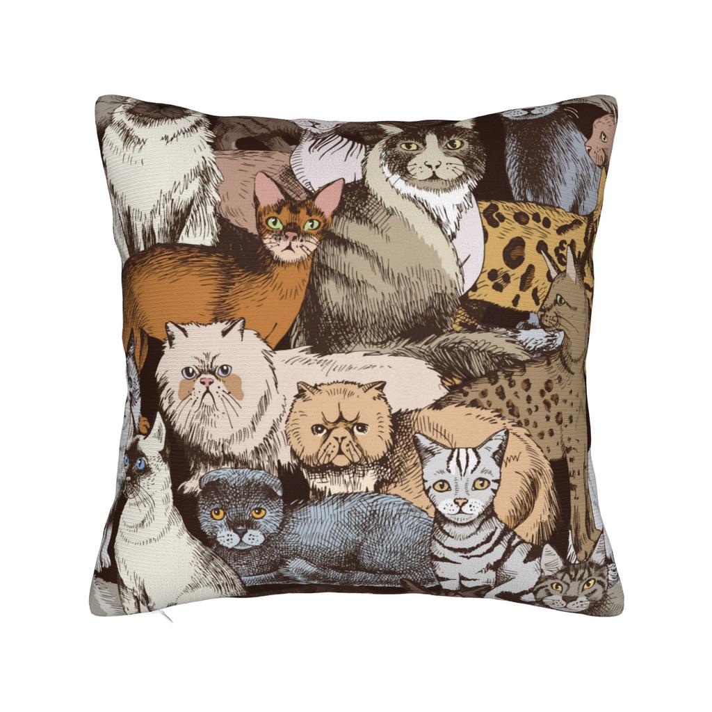 Cat Paw Pillowcase Printed Polyester Cushion Cover Decoration Fruit Throw Pillow Case Cover Home Zippered 40*40Cm