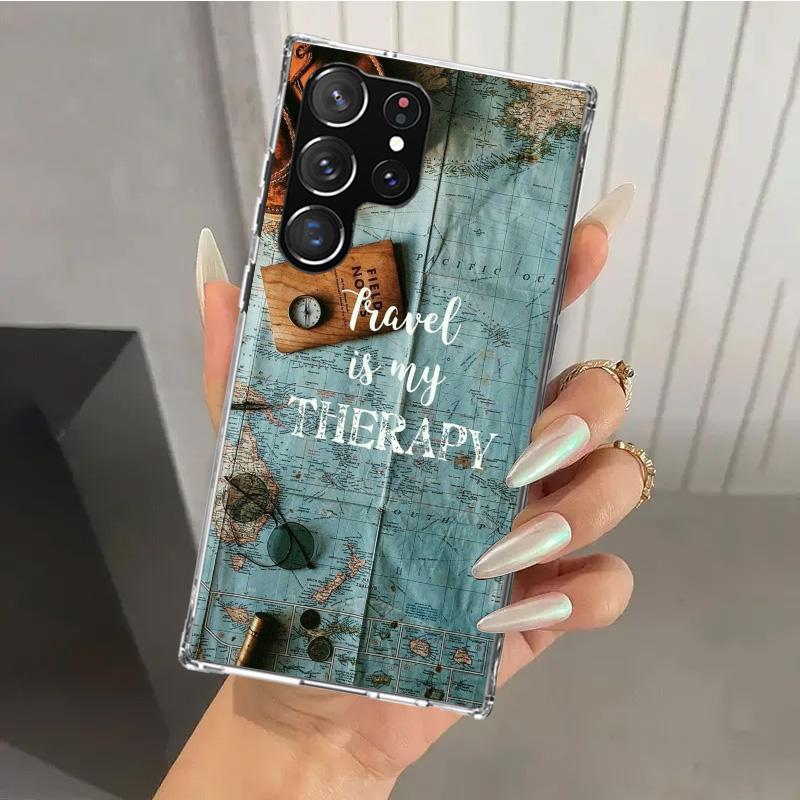 World Map Travel Plans Phone Case for Samsung Galaxy S26 S24 S23 Ultra S25 Edge S22 S21 Plus S20 FE + Soft Print Shell Funda Gal