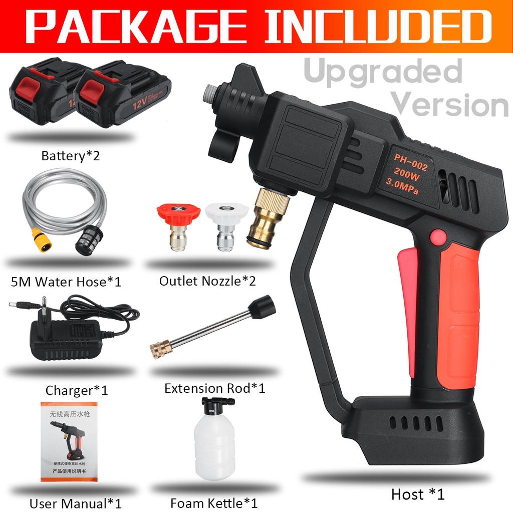 200W High Pressure Washer Car Washing Machine Sprayer Guns 12V Cordless Water Cleaner W/ 1/2pcs Battery