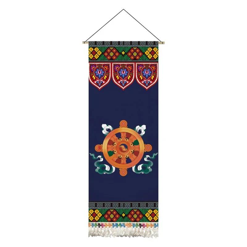 Tassels Tibetan Auspicious Eight Treasures Hanging Painting Cloth Art Living Room Background Wallpaper Decoration Cloth Painting