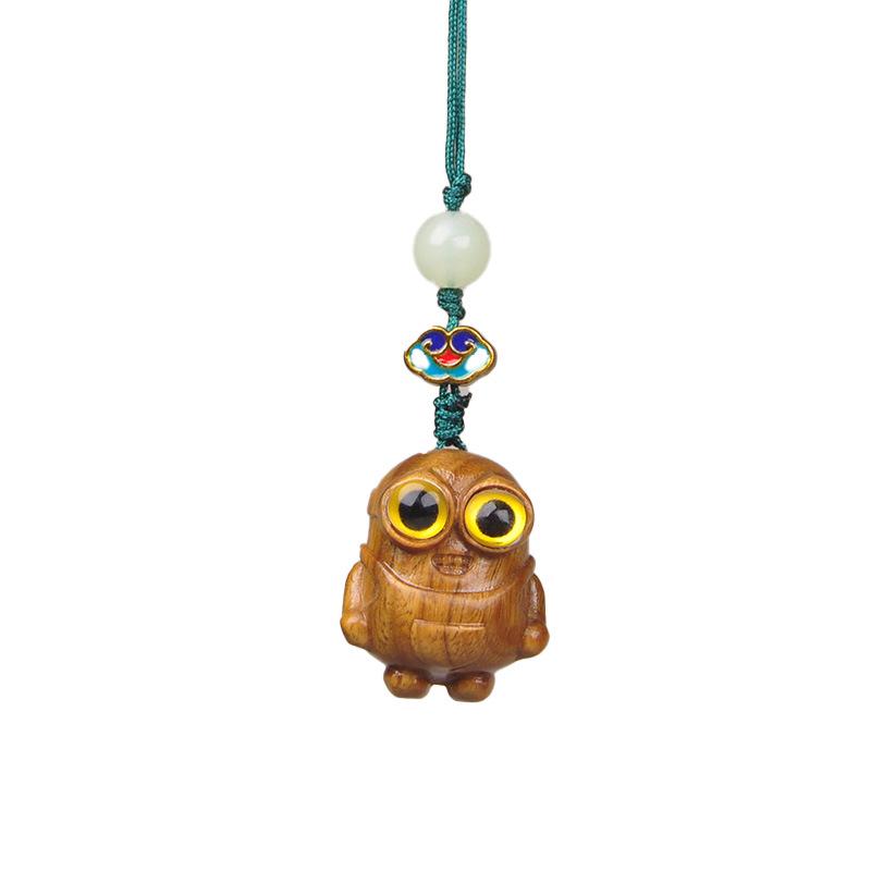 Green & Purple Sandalwood Rhinoceros and Barbie Charm Keyring & Backpack Pendant