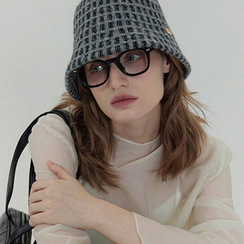 

ACCLET Шляпа-ведро из шерстяной смеси с квадратным узором Серая H035GR gray