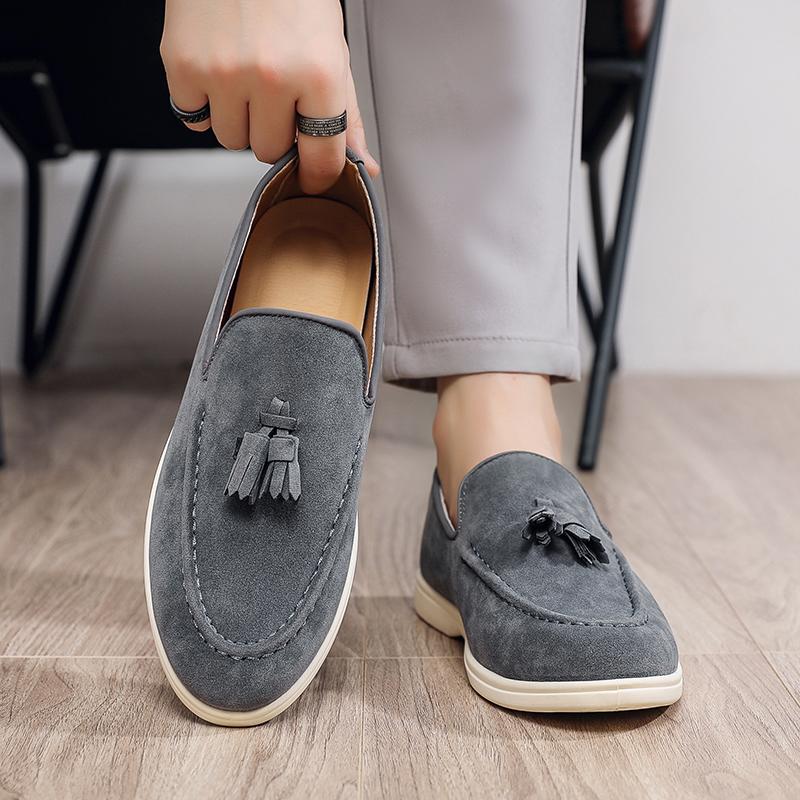 Fashion Suede Leather Loafers Luxury Mens Casual Shoes Business Shoes Soft Male Driving Shoe Comfortable Moccasins Plus Size Men Shoes
