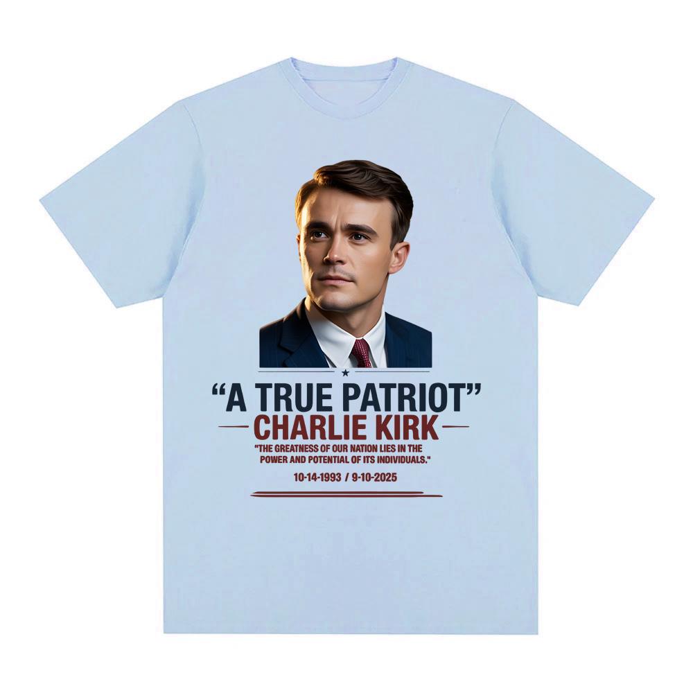 T-SHIRT "UN VRAI PATRIOTE" CHARLIE KIRK Unisexe T-shirt d'été Manches Femmes/hommes Décontracté T-shirt 100% coton Col rond T-shirts confortables