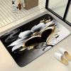 3pcs Elegant Black Golden Floral Bath Mat Set - Non-Slip, Fade-Resistant Polyester Floor Mats for Toilet Bathtub  Shower Area