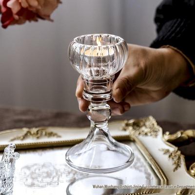Elegant High-Footed Glass Candlestick: Luxurious Romantic Table Ornament & Photography Prop