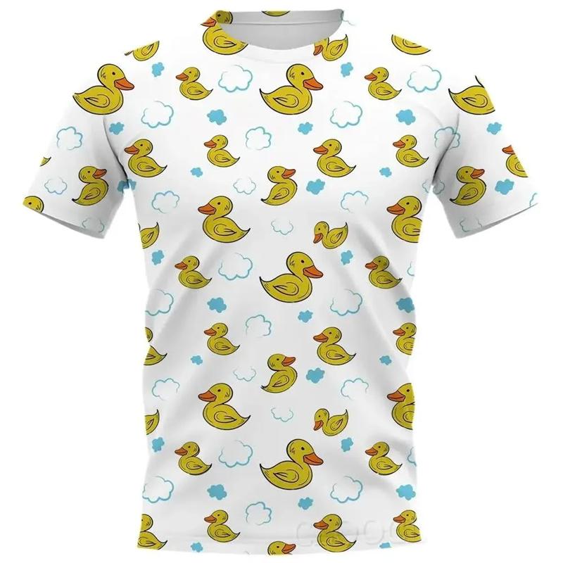 Cartoon Little Yellow Duck T-shirt 3D Print T-shirt Men Tshirt Short Sleeve Street Wear O-Neck Top Oversize Fun Tee Tops
