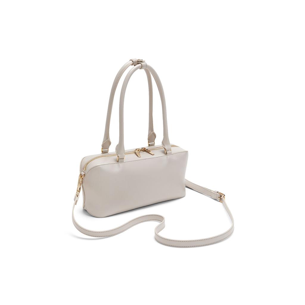 Charles & Keith Year Of The Dragon Commuter PU Synthetic Leather Underarm Tote Small Square Bag Medium Women bags Dark-Brown Oat CK2-30271289