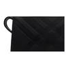 Burberry Check Embossed Brushed Metal Hardware Calfskin Storage Pouch Unisex Couple's Style Black