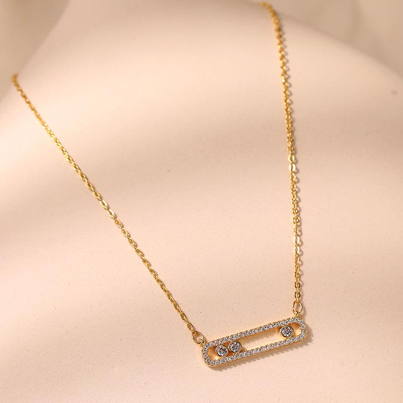 Collier Minimaliste Géométrique en Zirconium Chaîne Plaqué Or 18 Carats Choker Pour Femmes