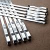 Metal 10x Barbecue Skewers Kebab Stainless Steel Flat BBQ Needle Sticks for Outdoor Cooking Tools,
