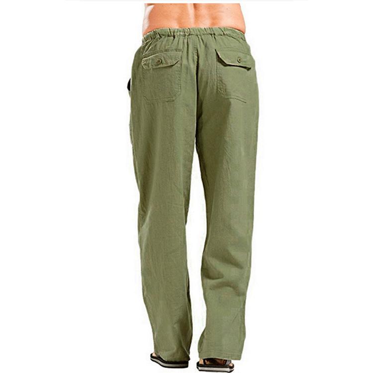 Cotton and Linen Men's Breathable and Sweat Absorbing Pants for Spring and Autumn, Casual Wide Leg Pants