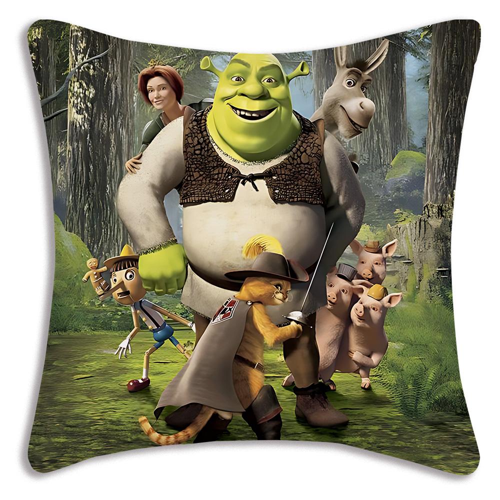 Federe per Cuscino Divertenti Shrek Film Fantasy Cartone Animato Divano Decorativo Casa Stampa Double-Sided Corto Peluche Cuscino Carino