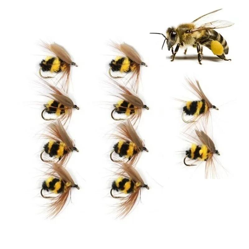 5Pcs Simulation Bee Hook Fly Bait Meal Baitiao Makouluya Bait Water Floating Fly Hook Fishing Equipment Accessories Soft Lure
