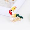 Drip Oil Alloy Long Beak Woodpecker Pearl Brooch Pin Corsage Clothing Accessories Exquisite Hypoallergenic Luxury Enamel Brooch Long-Lasting Color